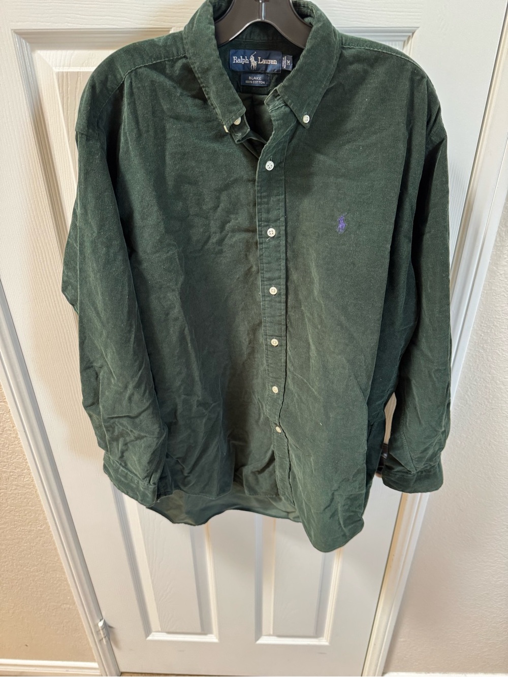 Vintage Ralph Lauren Blaire shirt size M Dark Green Corduroy Button-Down 90’s